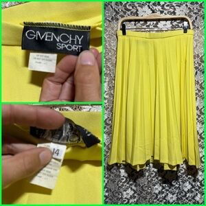 Givenchy Sport Yellow Pleated Circle Skirt sz 14 / medium vintage excellent cond